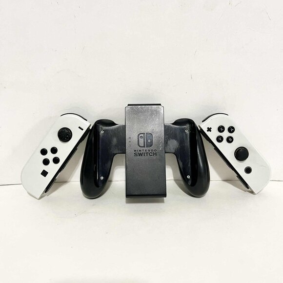 Nintendo Wii Switch White Controllers with Grip Holder (UNTESTED) 🎮 - Picture 2 of 8